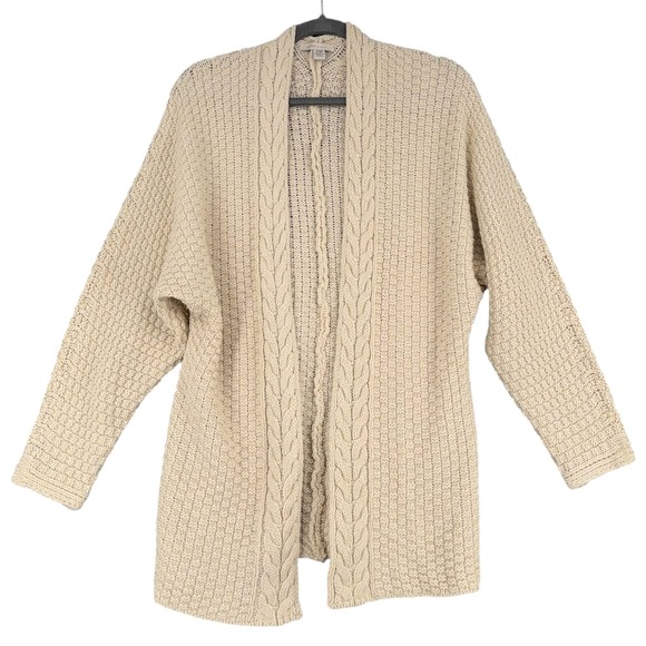 Cozy Casual Sweaters - Cozy Casual Cream Cable Knit Open Front Long Sleeve Cardigan Sweater S M